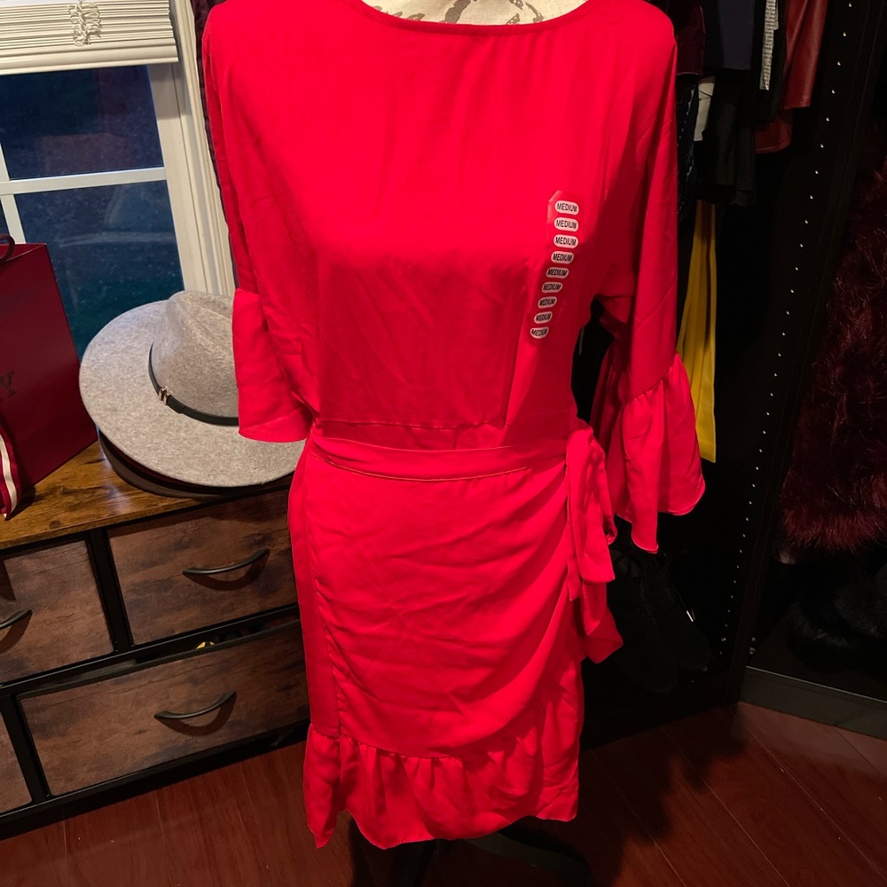 BOBEAU Red Wrap Dress
